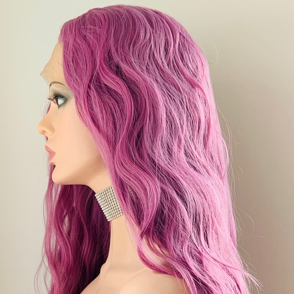 Gorgeous 24” Pink Berry 13x2.5 Lace Front Premium Fiber Wig for Daily Wear/Event - Picture 4 of 13